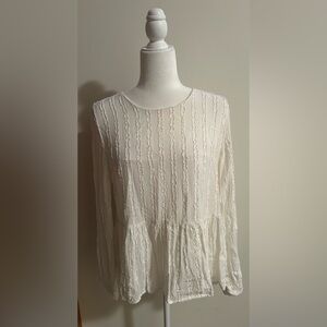 LOFT Textured Long-Sleeve Blouse